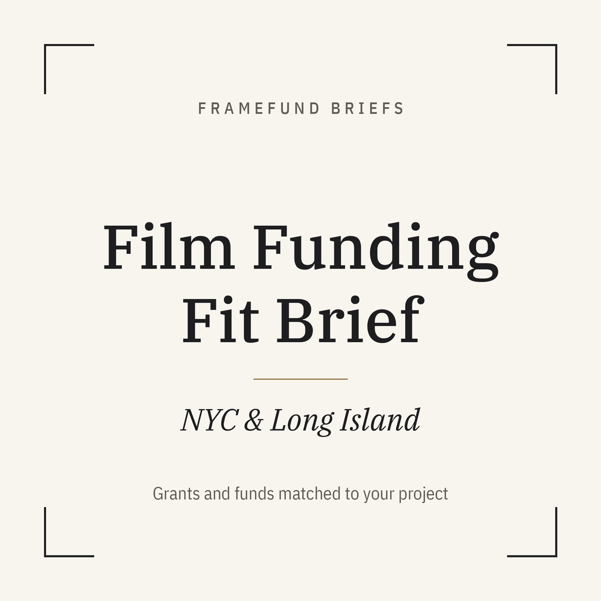 FrameFund Briefs film funding fit brief